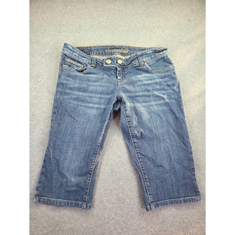 American Eagle Womens Capri Denim Jeans Size 10 Blue Medium Wash Y2K Indie